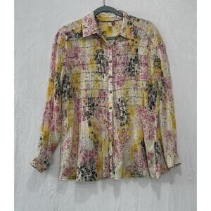 Anthropologie Women’s Pilcro Smocked Buttondown Size XS